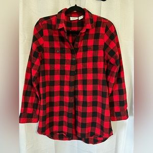 Vermont country store women’s red flannel button down size small like-new